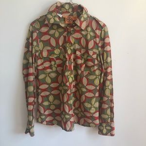 Tory Burch size 6 printed button up blouse